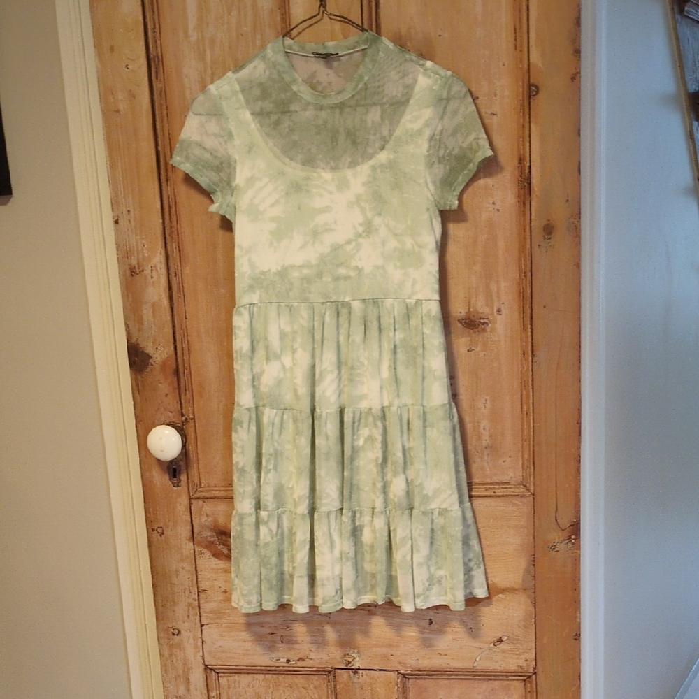 Lily Rose Pale Green Tie-Dye Mesh Top